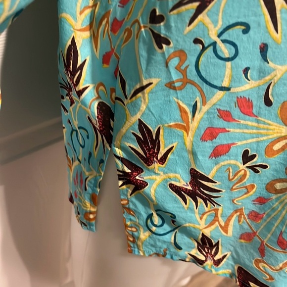 A.L.C Capri top grotto multi aqua floral blouse size 6 - Picture 7 of 10